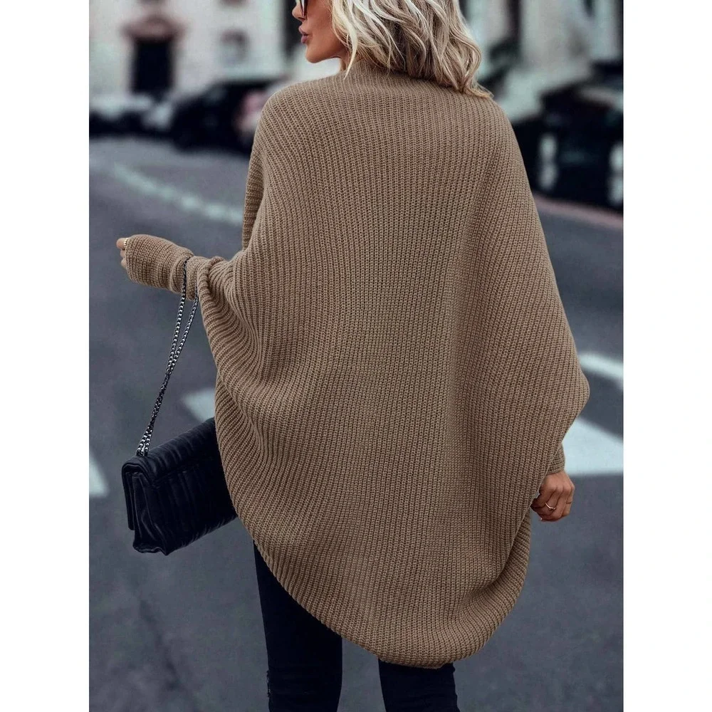 Minimalist cozy knit Batwing Sleeve Duster Cardigan sweater tan - Picture 2 of 8